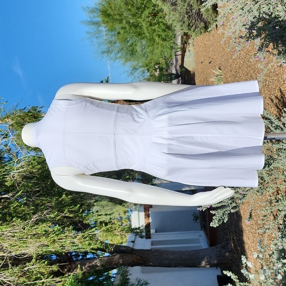 TED BAKER Raii Sleeveless Shirtdress 1 XS 4 White Cotton Dress Pleated Bib - Picture 6 of 15